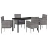 Ensemble de salle à manger pour jardin 5 pcs Gris polyrotin 636243636243