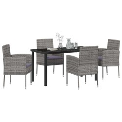 Ensemble de salle à manger pour jardin 5 pcs Gris polyrotin 636243636243