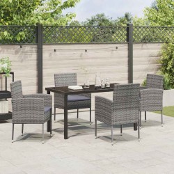Ensemble de salle à manger pour jardin 5 pcs Gris polyrotin 636243636243