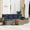 Ensemble de canapé de jardin 7 pcs avec coussins gris résine tressée 636244636244