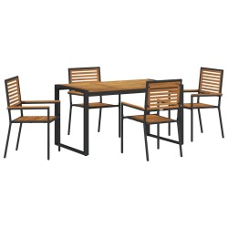 Ensemble de salle à manger pour jardin 5 pcs Noir et Marron 636246636246