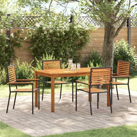 Ensemble de salle à manger pour jardin 5 pcs Noir 636247636247