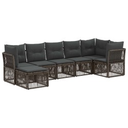 Ensemble de canapé de jardin 7 pcs Gris polyrotin 636248636248