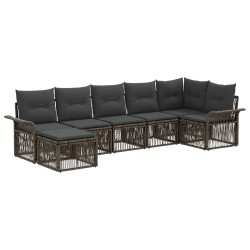 Ensemble de canapé de jardin 7 pcs Gris polyrotin 636249636249