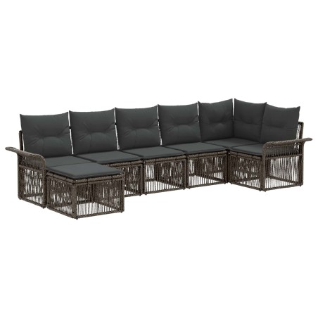 Ensemble de canapé de jardin 7 pcs Gris polyrotin 636249636249
