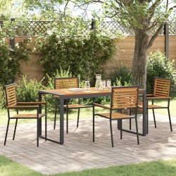 Ensemble de salle à manger pour jardin 5 pcs Noir et Marron 636251636251