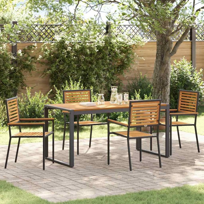 Ensemble de salle à manger pour jardin 5 pcs Noir et Marron 636251636251