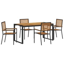 Ensemble de salle à manger pour jardin 5 pcs Noir et Marron 636251636251