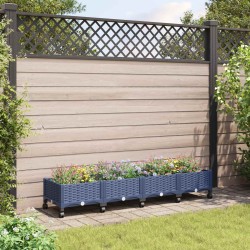Jardinière avec Roues Gris Bleu 160 x 40 x 33 cm PP 636254636254
