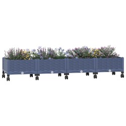 Jardinière avec Roues Gris Bleu 160 x 40 x 33 cm PP 636254636254