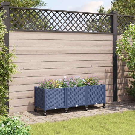 Jardinière avec Roues Gris Bleu 120 x 40 x 48 cm PP 636255636255