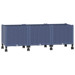 Jardinière avec Roues Gris Bleu 120 x 40 x 48 cm PP 636255636255
