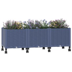 Jardinière avec Roues Gris Bleu 120 x 40 x 48 cm PP 636255636255