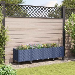 Jardinière avec Roues Gris Bleu 160 x 40 x 48 cm PP 636257636257