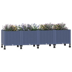 Jardinière avec Roues Gris Bleu 160 x 40 x 48 cm PP 636257636257