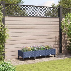 Jardinière avec Roues Gris Bleu 120 x 40 x 33 cm PP 636258636258