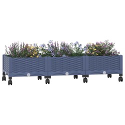 Jardinière avec Roues Gris Bleu 120 x 40 x 33 cm PP 636258636258