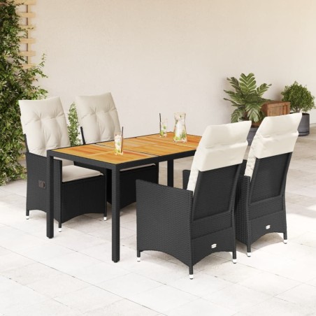 Ensemble à manger de jardin coussins 5pcs Noir Résine tressée 636261636261