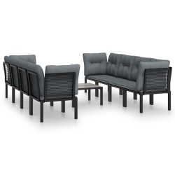 Salon de jardin 9 pcs noir et gris résine tressée 636262636262