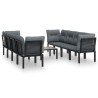 Salon de jardin 9 pcs noir et gris résine tressée 636262636262