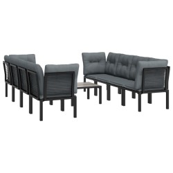 Salon de jardin 9 pcs noir et gris résine tressée 636262636262