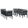 Salon de jardin 9 pcs noir et gris résine tressée 636262636262