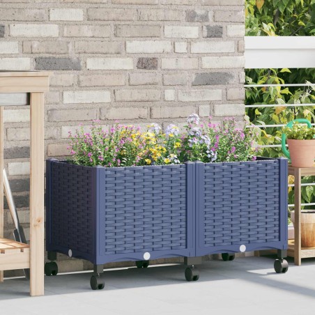 Jardinière avec Roues Gris Bleu 80 x 40 x 48 cm PP 636266636266