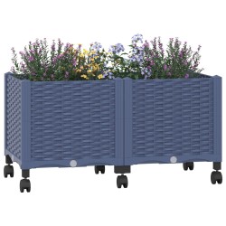 Jardinière avec Roues Gris Bleu 80 x 40 x 48 cm PP 636266636266
