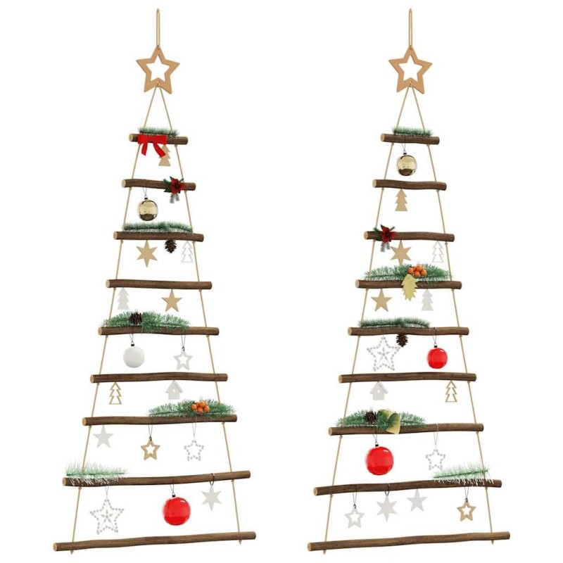 Sapins de Noël suspendus avec étoiles supérieures 2 pièces 55 x 120 cm Branche naturelle 636273636273