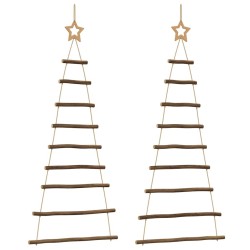 Sapins de Noël suspendus avec étoiles supérieures 2 pièces 55 x 120 cm Branche naturelle 636273636273