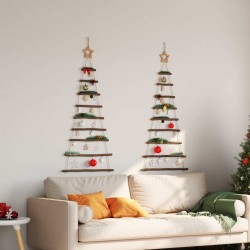 Sapins de Noël suspendus avec étoiles supérieures 2 pièces 55 x 120 cm Branche naturelle 636273636273