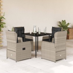 Ensemble à manger de jardin et coussins 5 pcs gris clair rotin 636278636278