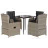 Ensemble à manger de jardin et coussins 5 pcs gris clair rotin 636278636278