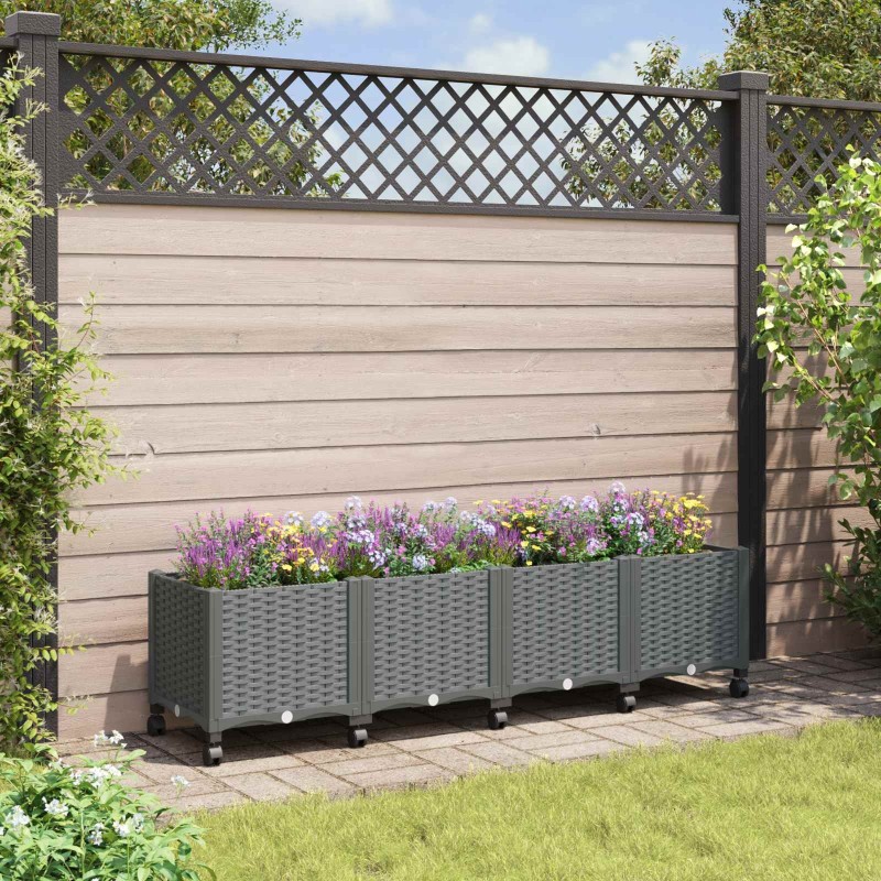 Jardinière avec Roues Gris clair 160 x 40 x 48 cm PP 636281636281