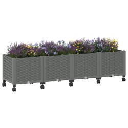 Jardinière avec Roues Gris clair 160 x 40 x 48 cm PP 636281636281