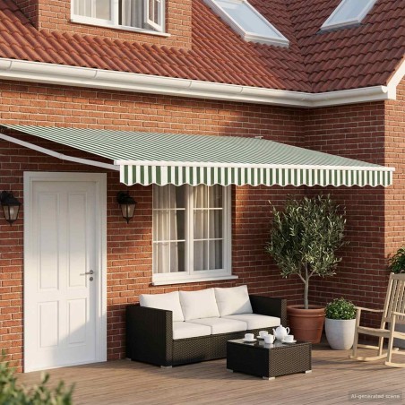Store rétractable manuel avec LEDs Vert et blanc 4 × 3 m 636282636282