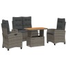 Ensemble à manger jardin 4pcs et coussins Gris Résine tressée 636285636285
