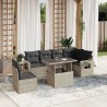 Salon de jardin avec coussins 7 pcs gris clair résine tressée 636291636291