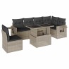 Salon de jardin avec coussins 7 pcs gris clair résine tressée 636291636291