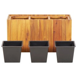 Lit surélevé de jardin avec 3 pots Bois massif d'acacia 636294636294