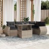 Salon de jardin avec coussins 7 pcs gris clair résine tressée 636300636300