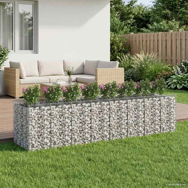 Lit surélevé gabion 4 pcs Argenté 636303636303