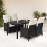 Ensemble à manger de jardin coussins 5pcs Noir Résine tressée 636304636304