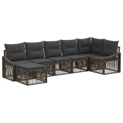 Ensemble de canapé de jardin 7 pcs Gris polyrotin 636311636311