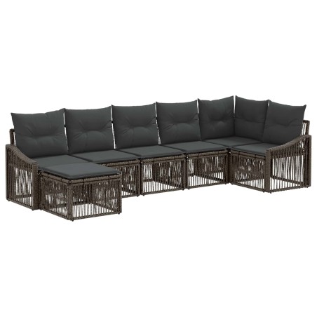 Ensemble de canapé de jardin 7 pcs Gris polyrotin 636311636311