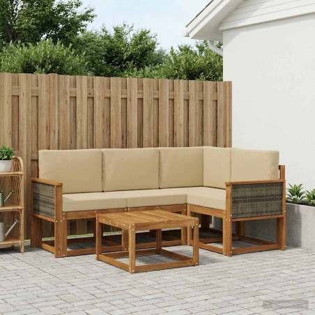 Ensemble de canapés d'extérieur 5 pcs Naturel et Beige 636348636348