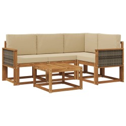 Ensemble de canapés d'extérieur 5 pcs Naturel et Beige 636348636348