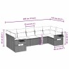 Salon de jardin avec coussins 7 pcs gris clair résine tressée 636349636349