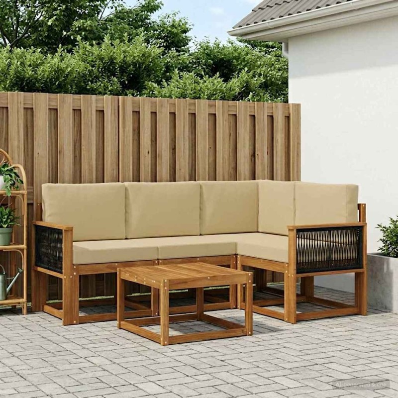 Ensemble de canapés d'extérieur 5 pcs Naturel et Beige 636356636356