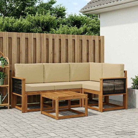 Ensemble de canapés d'extérieur 5 pcs Naturel et Beige 636356636356
